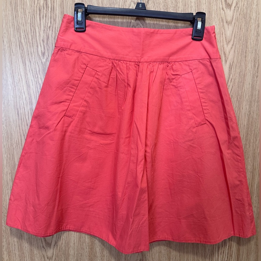 New J.Crew Coral Cotton Pocket A-line Skirt Women’s 2